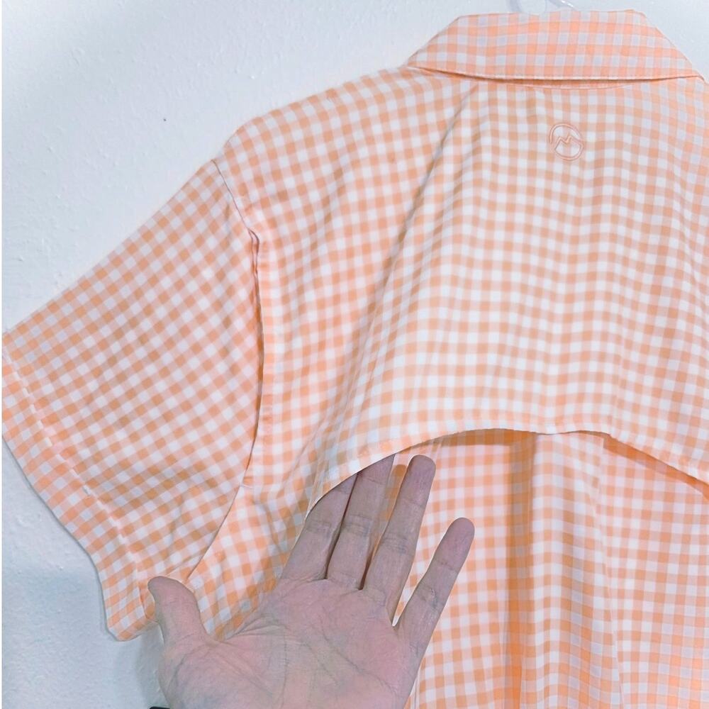 Magellan Southern Summer Fishing Shirt Dress Peach Parfait Gingham Size XL NEW - Picture 12 of 16